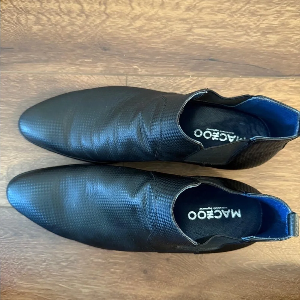 Maceoo Men's Chelsea Boots Size 9 US / 42 EU‎ Black Leather Carbon Fiber Slip On - Picture 9 of 9